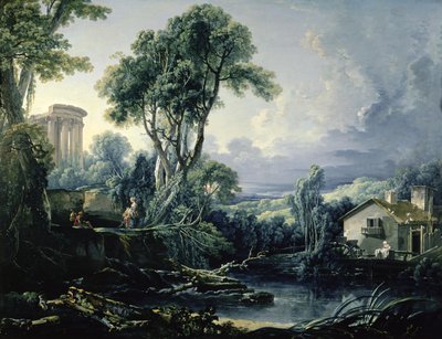 Landschap met watermolen door François Boucher